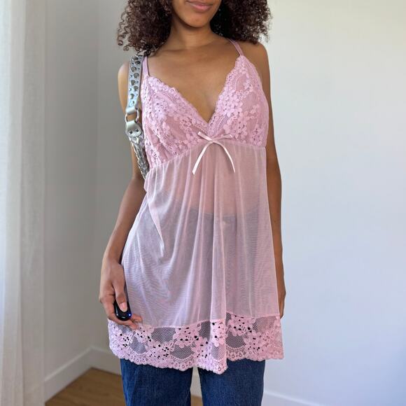 Vintage Pink Lace Babydoll Cami (M/L) - Picture 9 of 11
